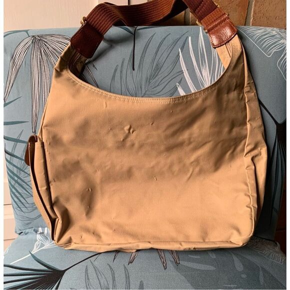 LONGCHAMP Le Pliage Nylon Desert Tan HOBO SHOULDER BAG PURSE - Picture 9 of 12